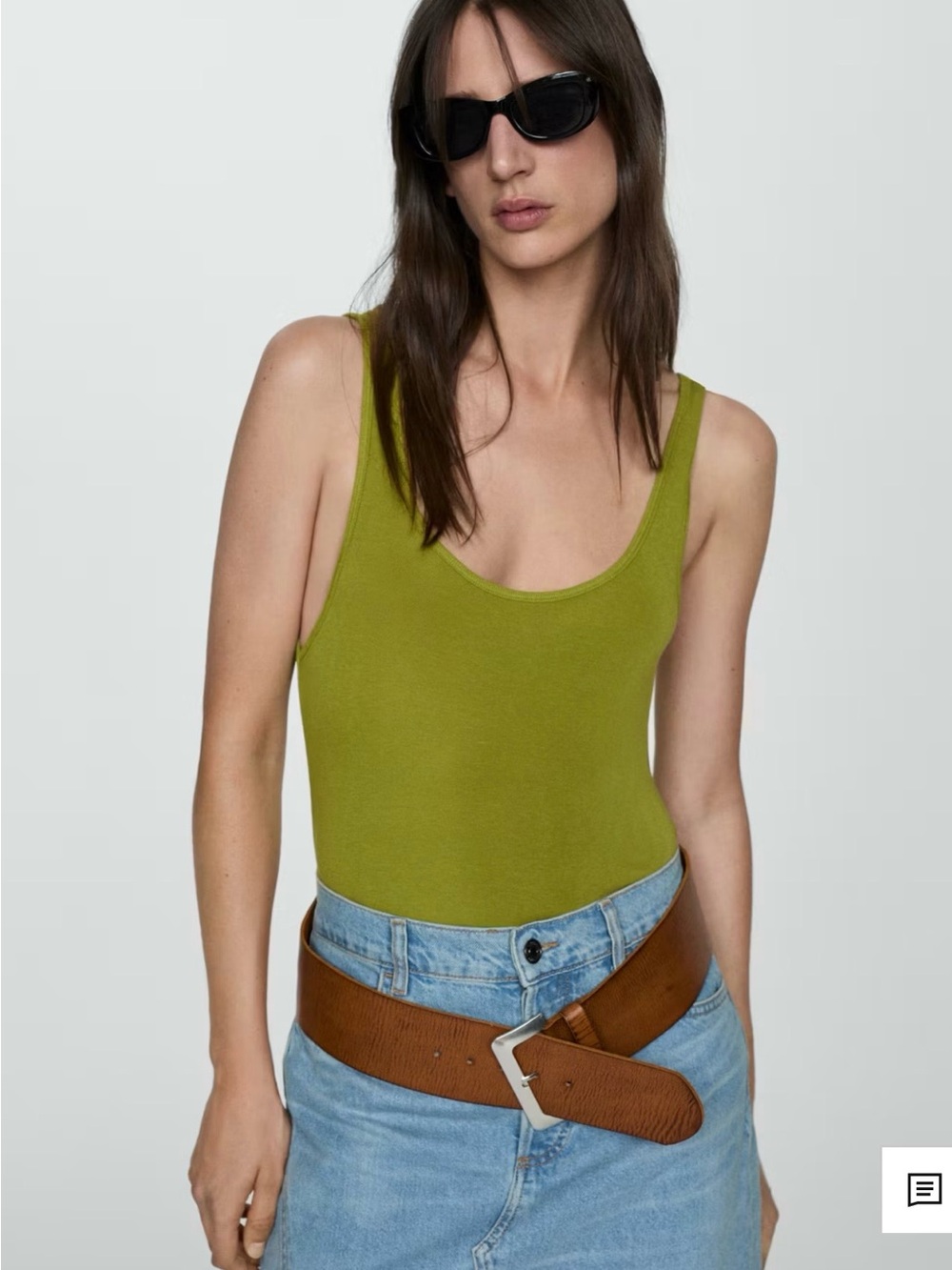 Mango - Olive Green KNIT STRAP TOP